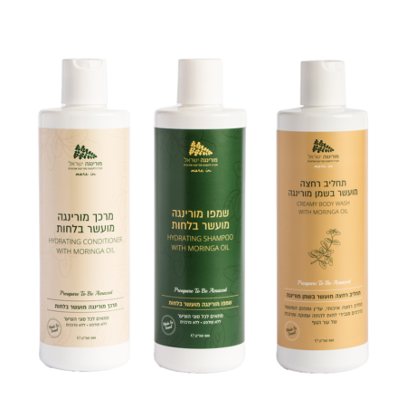 מארז רחצה מורינגה - שמפו + תחליב רחצה + מרכך